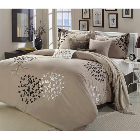 CHIC HOME Chic Home 25CQ102-US Cheila Embroidered Comforter Set - Brown - Queen - 8 Piece 25CQ102-US